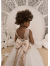 Ivory Lace Tulle Corset Back With Bow Flower Girl Dress 